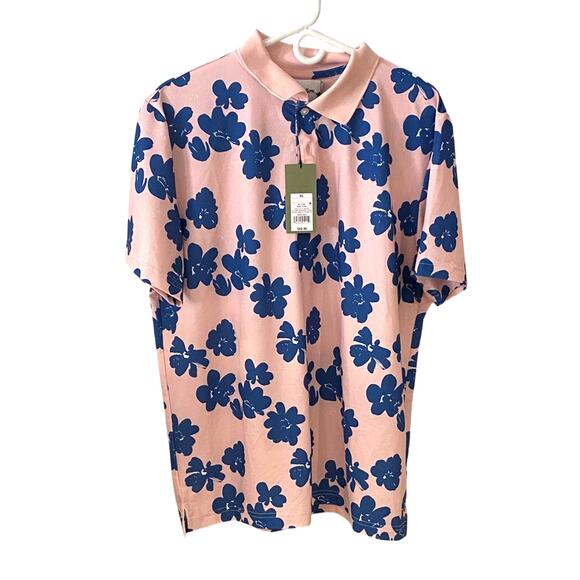 Goodfellow & Co Pink and Blue Floral Polo Shirt - Picture 1 of 4